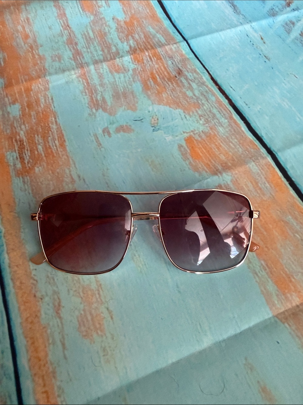 Lucky Brand Gold Frame Sunglasses with Brown Gradient Lenses